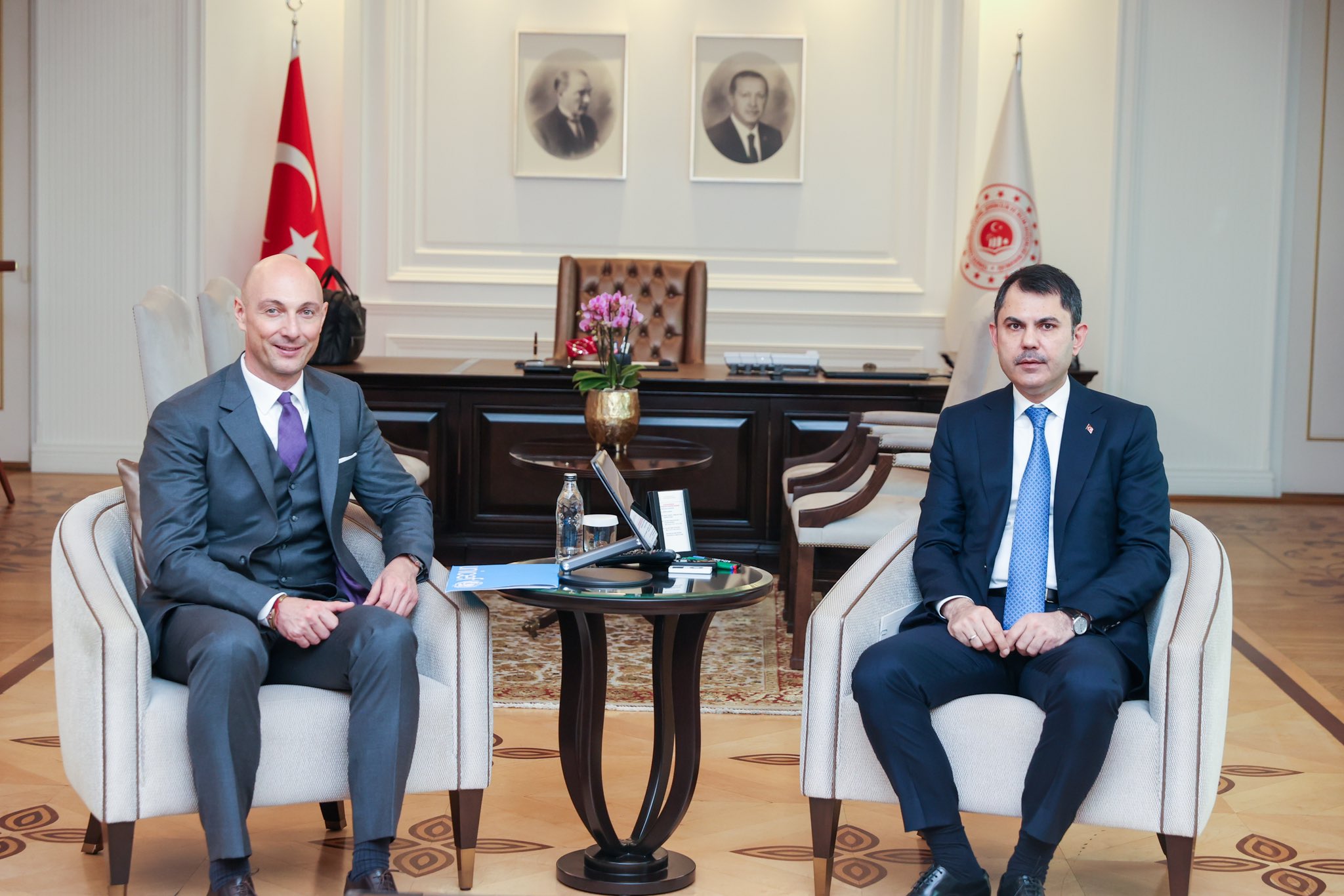 Minister of Environment, Urbanization, and Climate Change Murat Kurum Meets with UNICEF Türkiye Representative Marchi