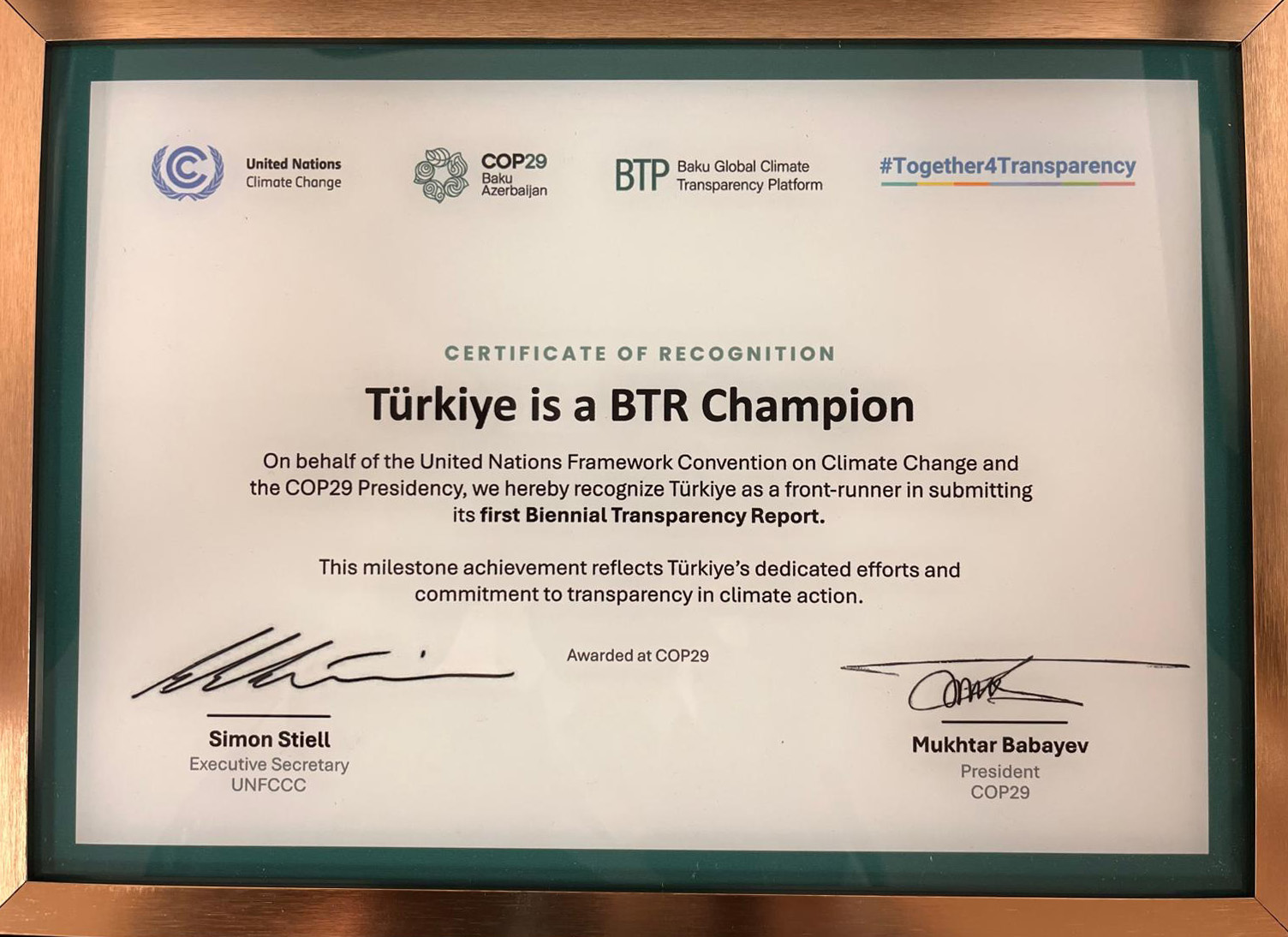 Türkiye Receives Another Prestigious Climate Award