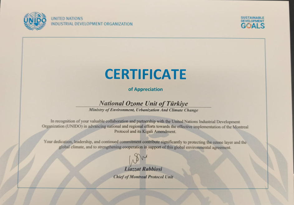 BM’den Türkiye’ye İklim ve Çevre Çalışmaları İçin Teşekkür Sertifikası