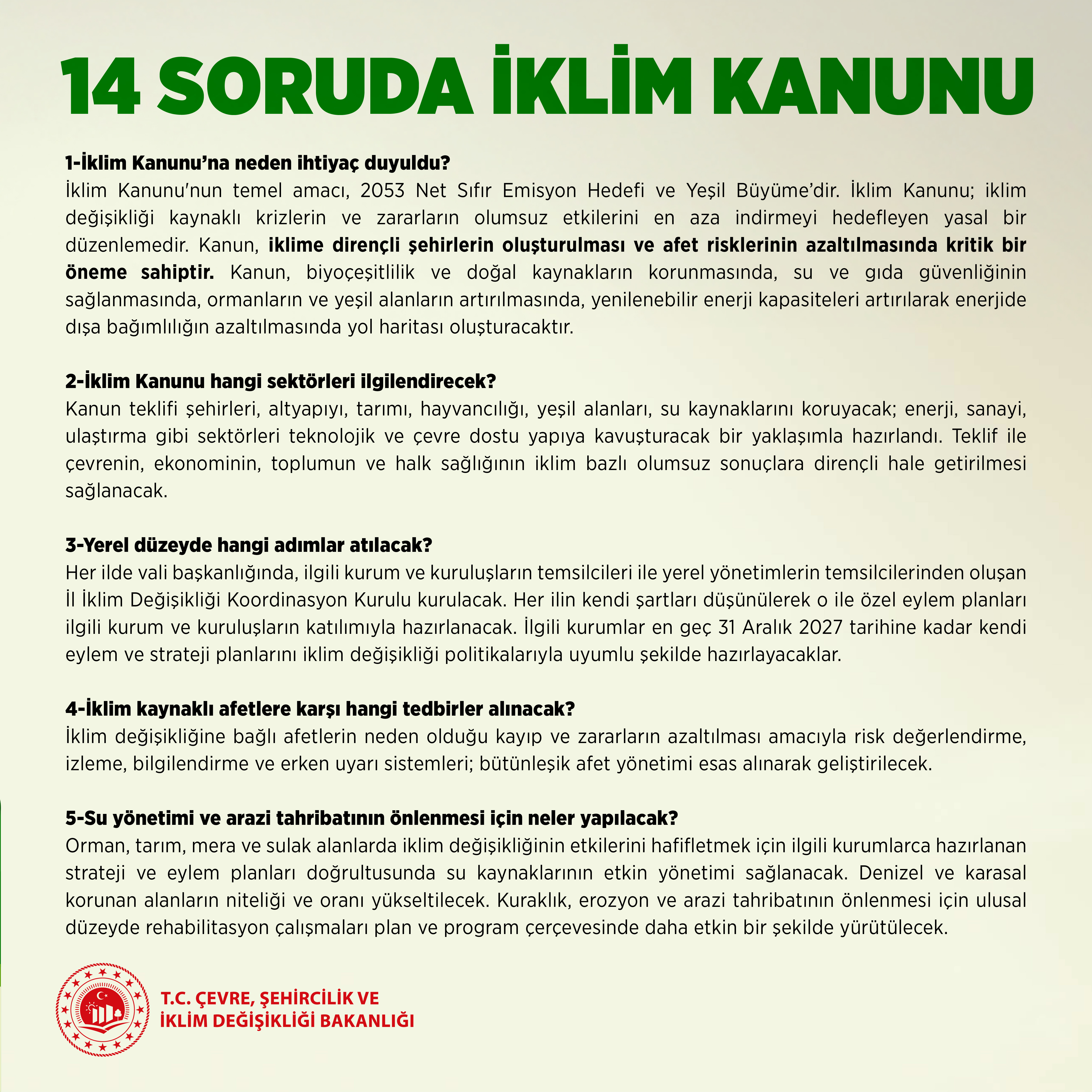 TÜRKİYE’NİN İLK İKLİM KANUNU NELER GETİRİYOR?