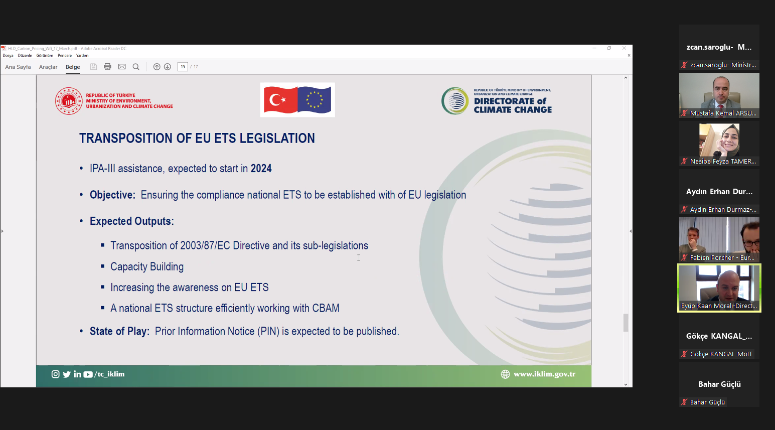 Yüksek Düzeyli İklim Diyaloğu Karbon Fiyatlandırma Çalışma Grubu’nun 3. toplantısı düzenlendi